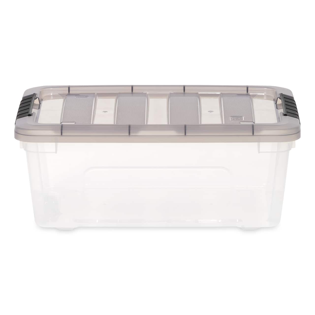 IRIS Stack & Pull Clear Plastic Storage Boxes with Gray Lid